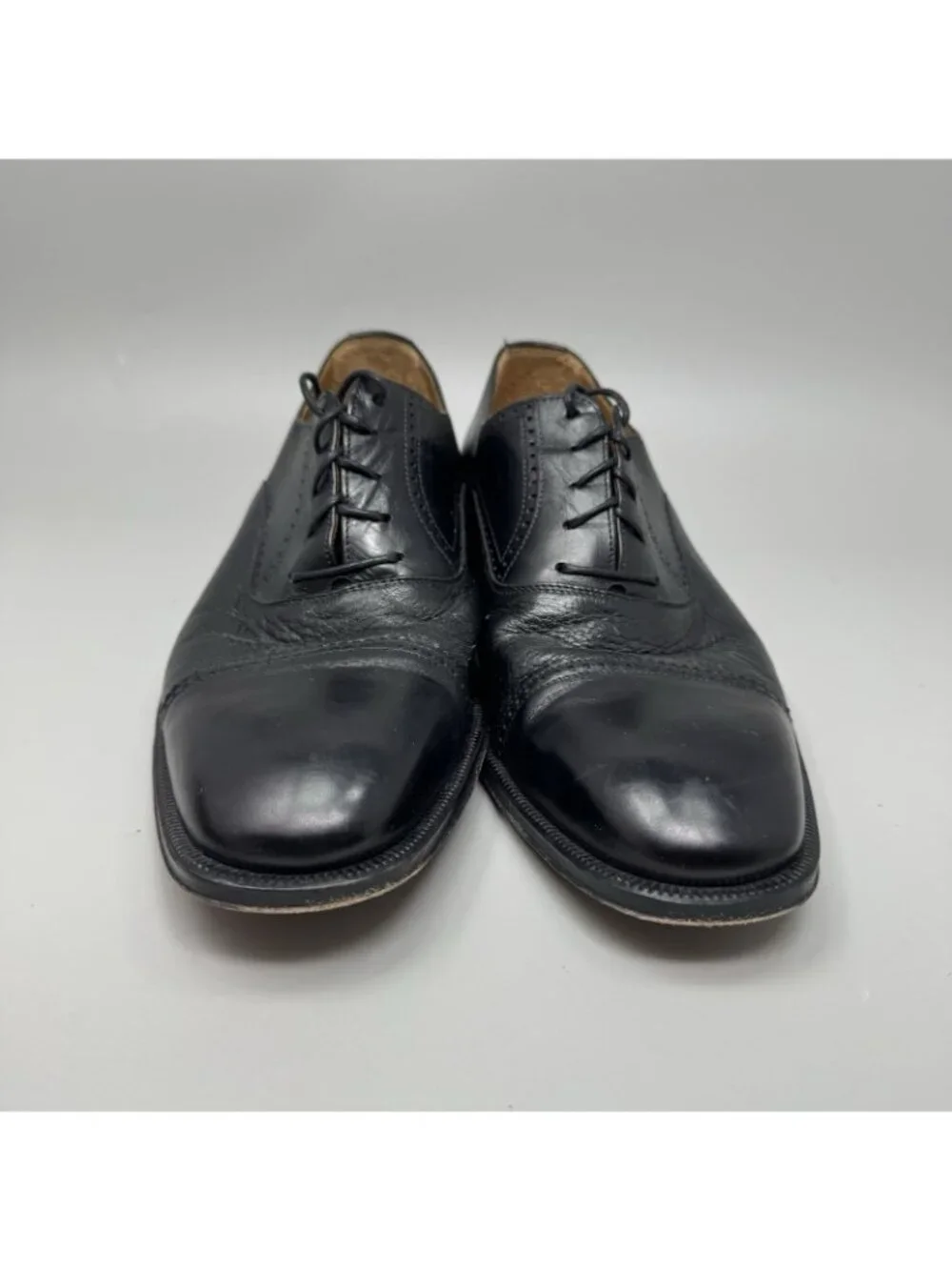 MAGNANNI Cap Toe Oxford Glove Leather Sz 10 Black Dress Shoes